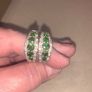 JTV genuine Chrome Diopside earrings. Sterling silver w/Rhodium plating.